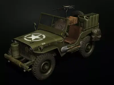 Low poly Willy Army Jeep 1942 Low-poly 3D model