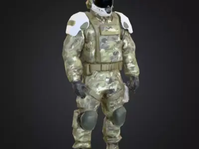 Armored Soldier Character Low-poly 3D model