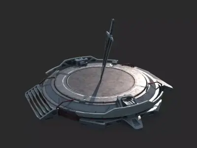 Future science fiction platforms and giant swords 3D model
