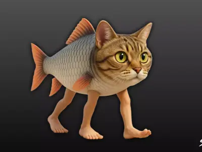 Trulimero Trulicina - Italian Brainrot Low-poly 3D model