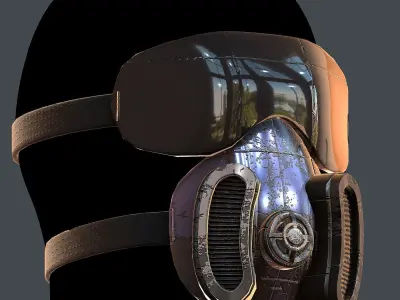 Gas mask helmet 3d model scifi Low-poly Low-poly 3D model