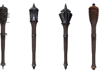 Modular Melee Mace Pack Low Poly Weapon Procedural Parts Low-poly 3D model