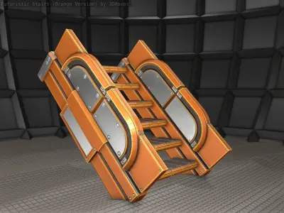 Sci-Fi Stairs - 22 - Orange Version  Low-poly 3D model