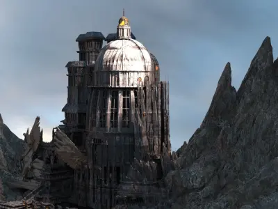 Lion Ancient Temple City Dome kitbash 1 3D model