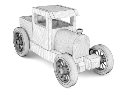 Wooden toy car 44 3D model