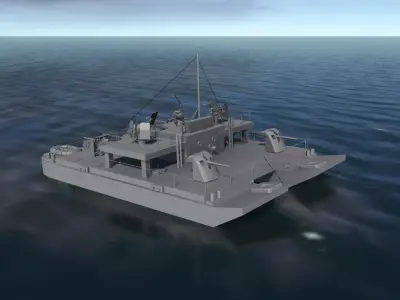 WW2 GERMAN FLAK BARGE 3D model