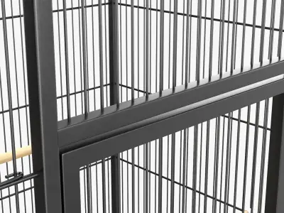 Bird cage large with stand on wheels 3D model