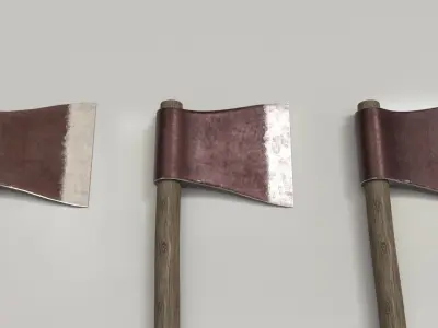 Wood Axe Set Low-poly 3D model
