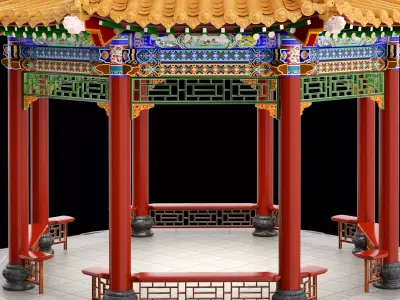 Chinese architecture Low-poly 3D model