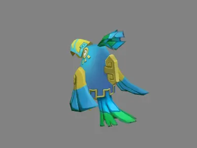 Cartoon organ bird - mechanical bird Low-poly 3D model