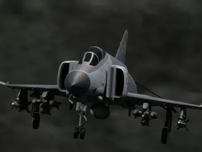 F4 Phantom 2 -Grey Texture-Fully Rigged-Changeble Decal -Texts Low-poly 3D model