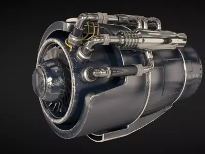 jet engine Low-poly 3D model