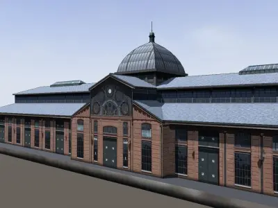 Hamburg Fish Market Fischauktionshalle low-poly 3d model Low-poly 3D model