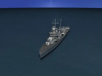 Fletcher Class Destroyer DD-475 USS Hudson 3D model