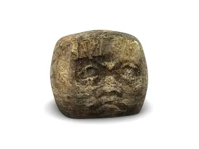 Ancient stone head Low-poly 3D model