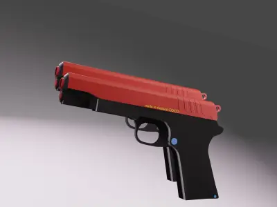 gun 3d model with two lights 3D model