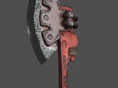 The axe of survival Axe wrench adjustable  Low-poly 3D model