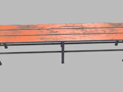 Old Wooden Bench Low-poly PBR Free low-poly 3D model