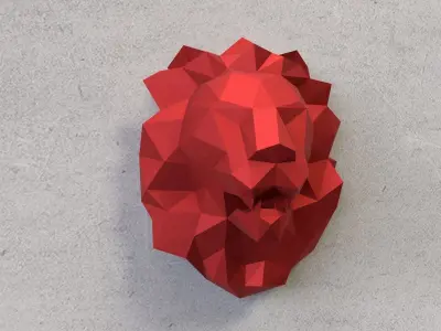 Lion head low poly Low-poly 3D model