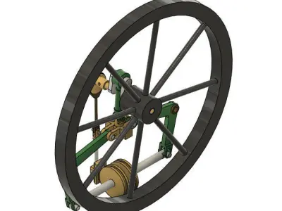 Single Cylinder Steam Engine With Two Pistons 3D model