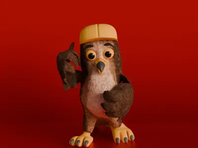 Streetwise Sparrow A 3D Cartoon Bird Character Low-poly 3D model