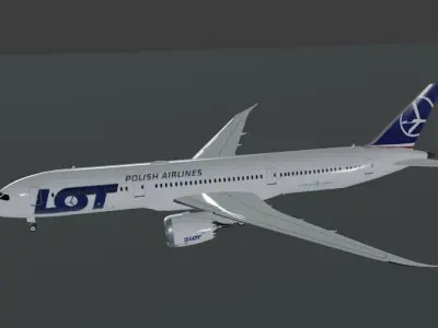 LOT Polish airlines Boeing 787-9 dreamliner 3d model Low-poly 3D model