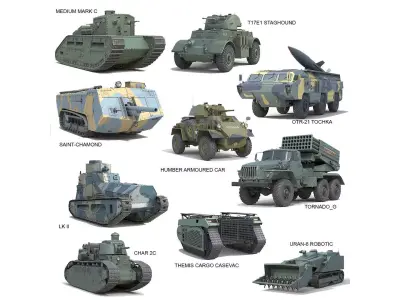 10 Military Vehicles Collection v4 Low-poly 3D model
