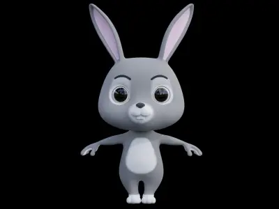 Cartoon Rabbit - READY TO RIG Low-poly 3D model
