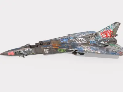 Abandoned WarPlane With Graffiti 3D model
