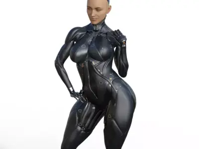 cyber girl stand 3D print model