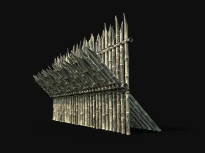 BAMBOO PALISADE FENCE WALLS SURVIVAL FORT GUARD CONSTRUCTION AAA Low-poly 3D model