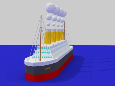 Low Poly Simple Cartoon Titanic Low-poly 3D model