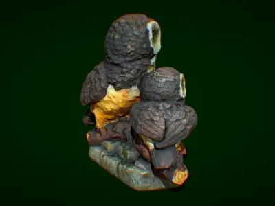 3D scan of owls figurines - photogrammetry Low-poly 3D model