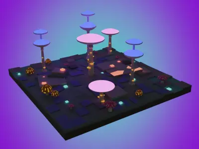Magic Mushroom Biome Low-poly 3D model