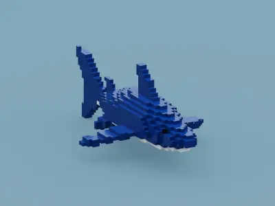 Voxel Shark Low-poly 3D model