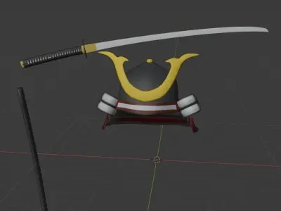 Katana samurai sword Free low-poly 3D model