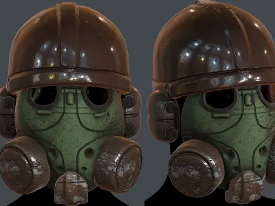 Gas mask helmet 3d model scifi Low-poly  Low-poly 3D model