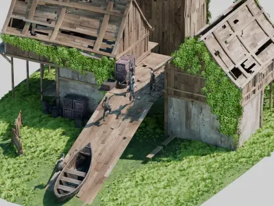 Shanty Town Environment Low-poly 3D model