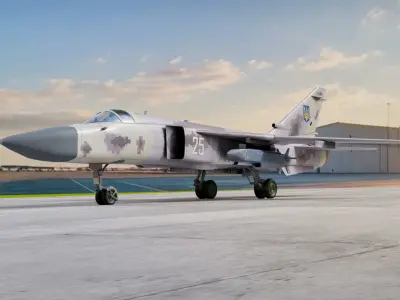 Ukrainian Sukhoi Su-24 Fencer with Storm Shadow cruise missile Low-poly 3D model