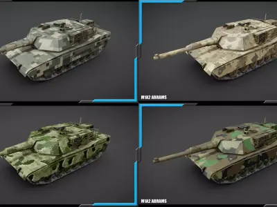 M1A2 Abrams Tank plus 4 Skins Low-poly 3D model