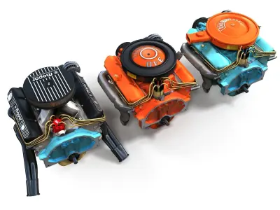 Mopar V8 engine Low-poly 3D model
