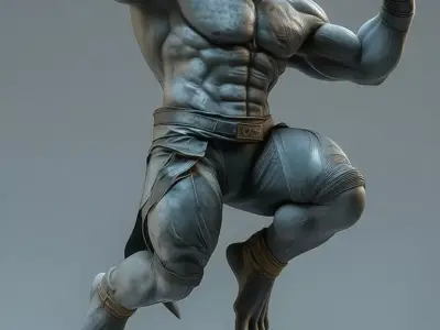 Muscular Shark Warrior Character Anthropomorphic Fighter Boxing Low-poly 3D model
