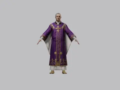 Medieval Catholic Priest 3D Model 3D model