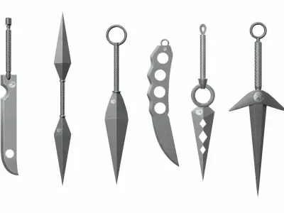 Japanese weapon set Low-poly 3D model