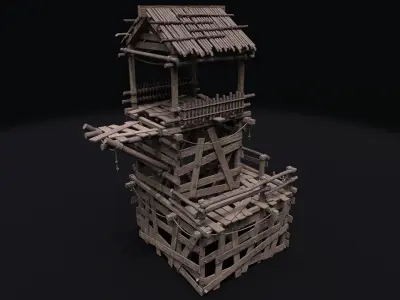 Realistic Medieval Watchtower Low-poly 3D model