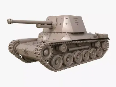 Tank Type 3 Ho Ni III Japan Clay Mental Ray 3D model
