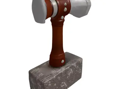 Weathered Stone Hammer 3D Model 3D model
