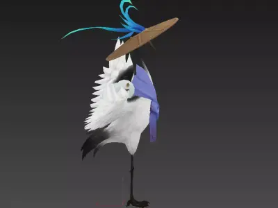 immortal crane Low-poly 3D model