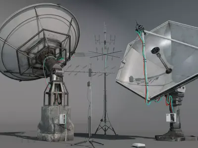 Satellite Antenna part2 Low-poly 3D model