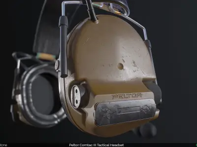 Peltor Comtac III 3 Headset - Game Ready - PBR Low-poly 3D model